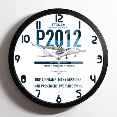 Tecnam P2012 Traveller design on white framed wall clock