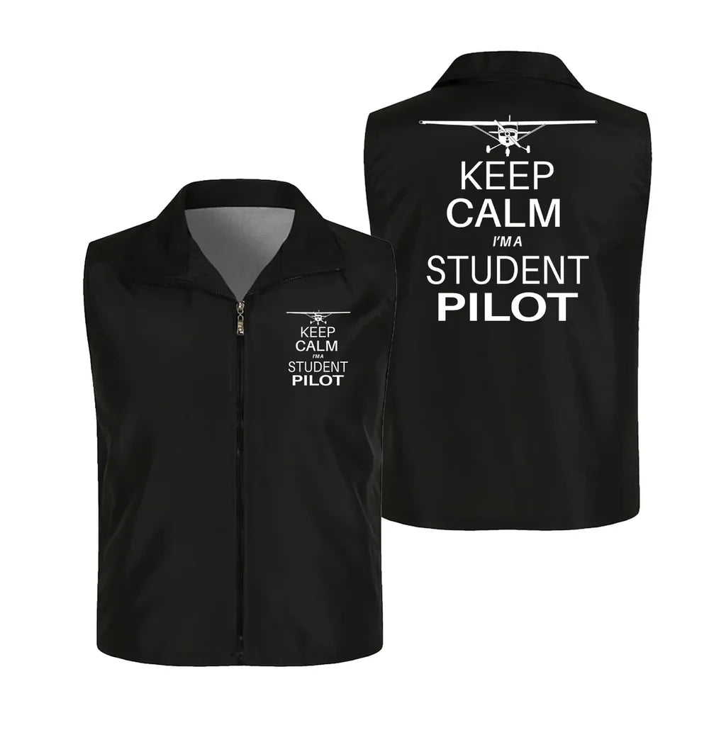 Student Pilot Thin Style aviation design printed on lightweight shell with sleeveless design thin vest.