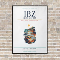 Thumbnail for Ibiza Airport IBZ vertical canvas print - framed - white background