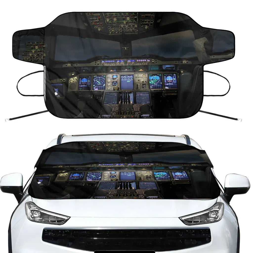 Airbus A380 Cockpit Car aviation design on car windshield cover.