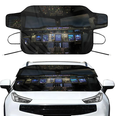 Airbus A380 Cockpit Car aviation design on car windshield cover.