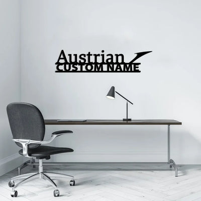Austrian Airlines aviation design on durable metal with painted finish metal wall sign.