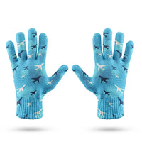 Thumbnail for Cool & Super Airplanes aviation design on soft knit fabric gloves.