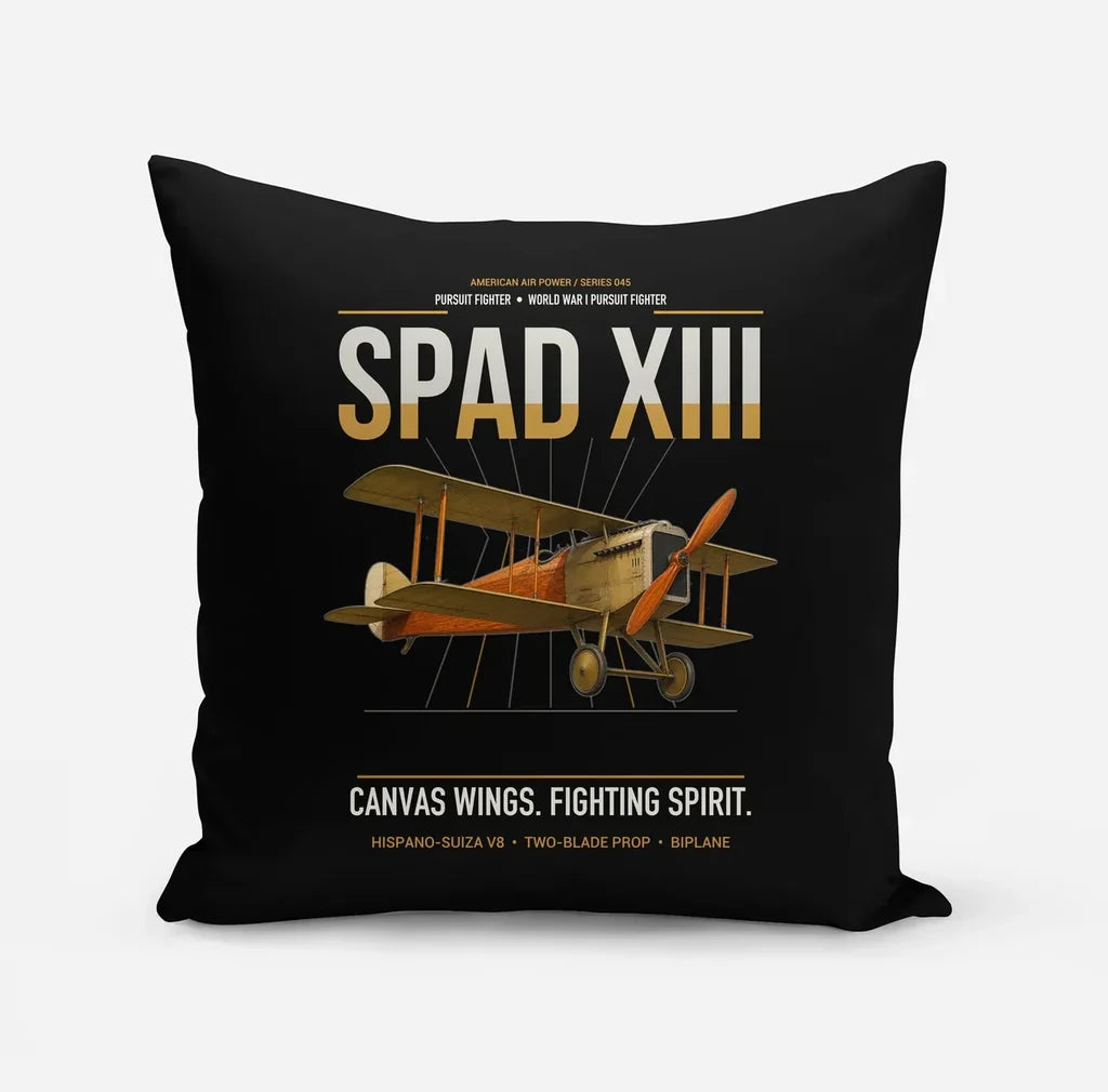 SPAD XIII design on black pillow