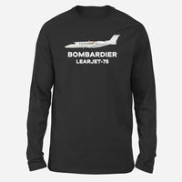 Thumbnail for The Bombardier Learjet 75 Long-Sleeve aviation design printed on soft cotton long-sleeve T-shirt.