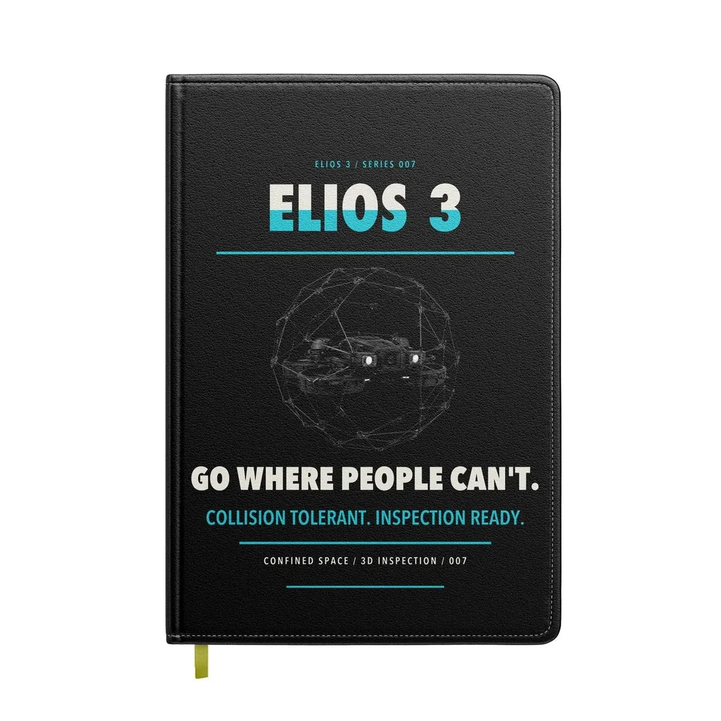 Flyability Elios 3 design on black notebook
