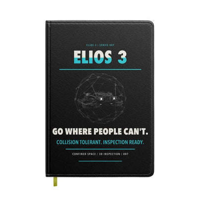 Flyability Elios 3 design on black notebook