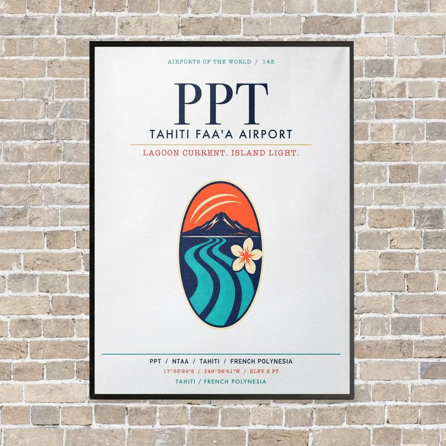 Tahiti Faa'a Airport PPT vertical canvas print - framed - white background