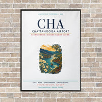 Thumbnail for Chattanooga Airport CHA vertical canvas print - framed - white background