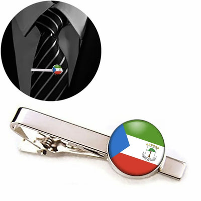 Equatorial Guinea Flag aviation tie clip, stainless steel body with engraved detail.