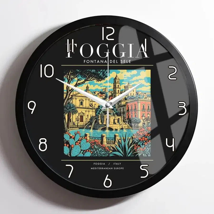 FOGGIA - Poster - Wall Clock Framed - Black