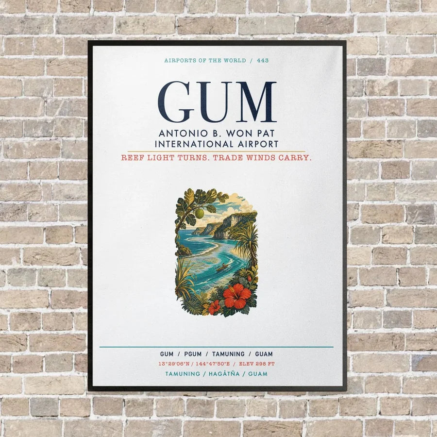 Antonio B. Won Pat International Airport GUM vertical canvas print - framed - white background