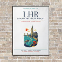 Thumbnail for London Heathrow Airport LHR vertical canvas print - framed - white background
