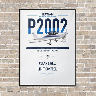 Tecnam P2002 Sierra MkII vertical canvas print - framed - white background