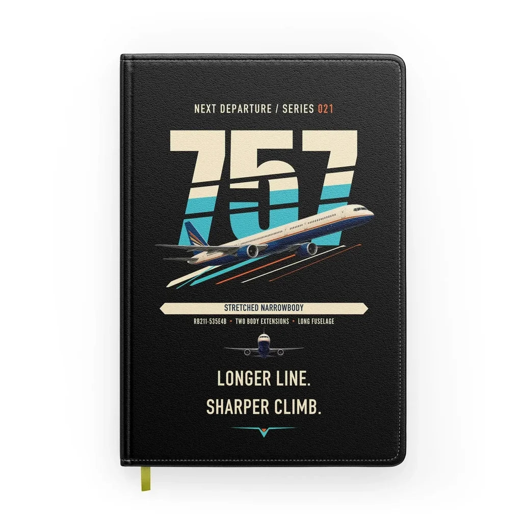 Boeing 757-300 design on black notebook