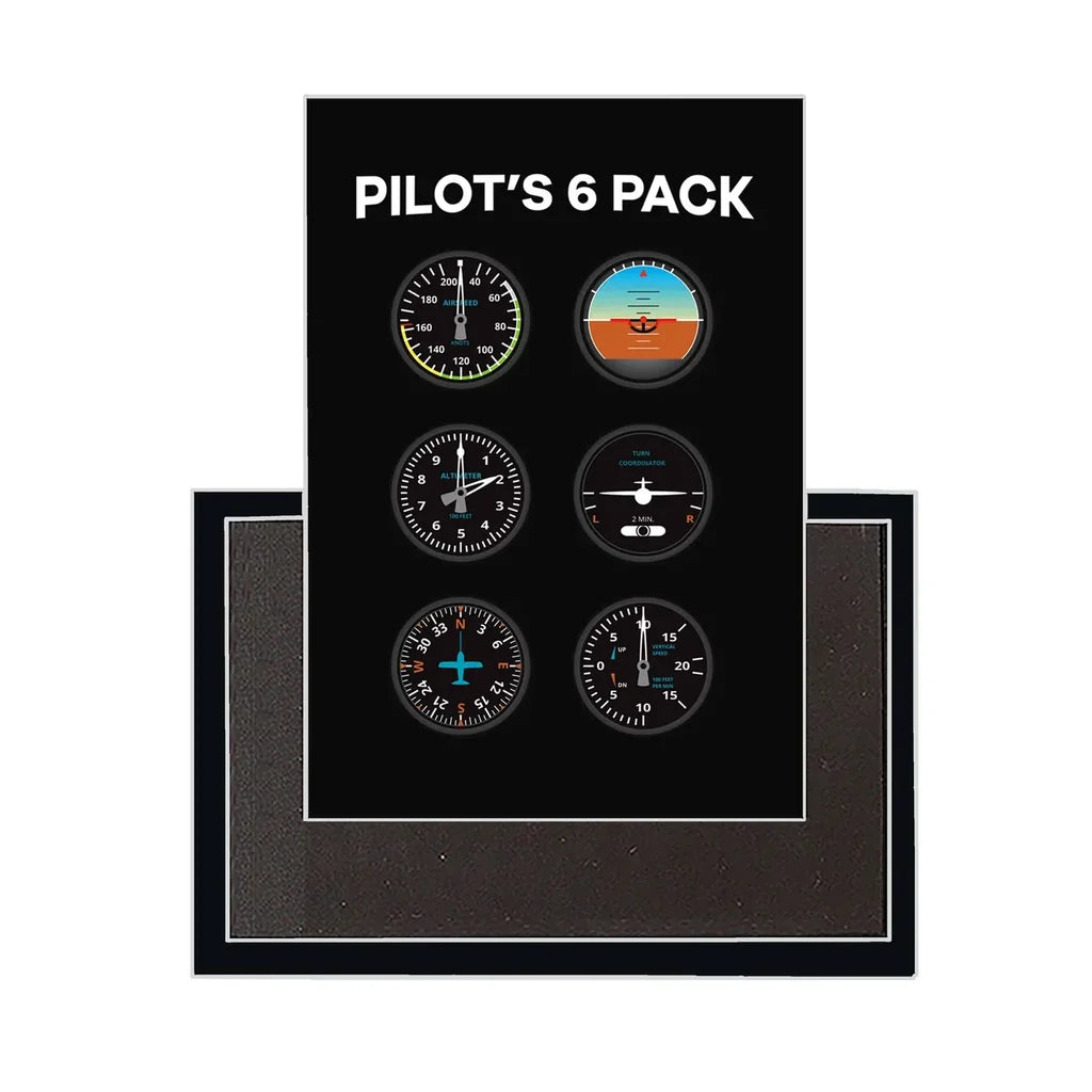 Pilot's 6 Pack aviation design magnet in strong neodymium core.