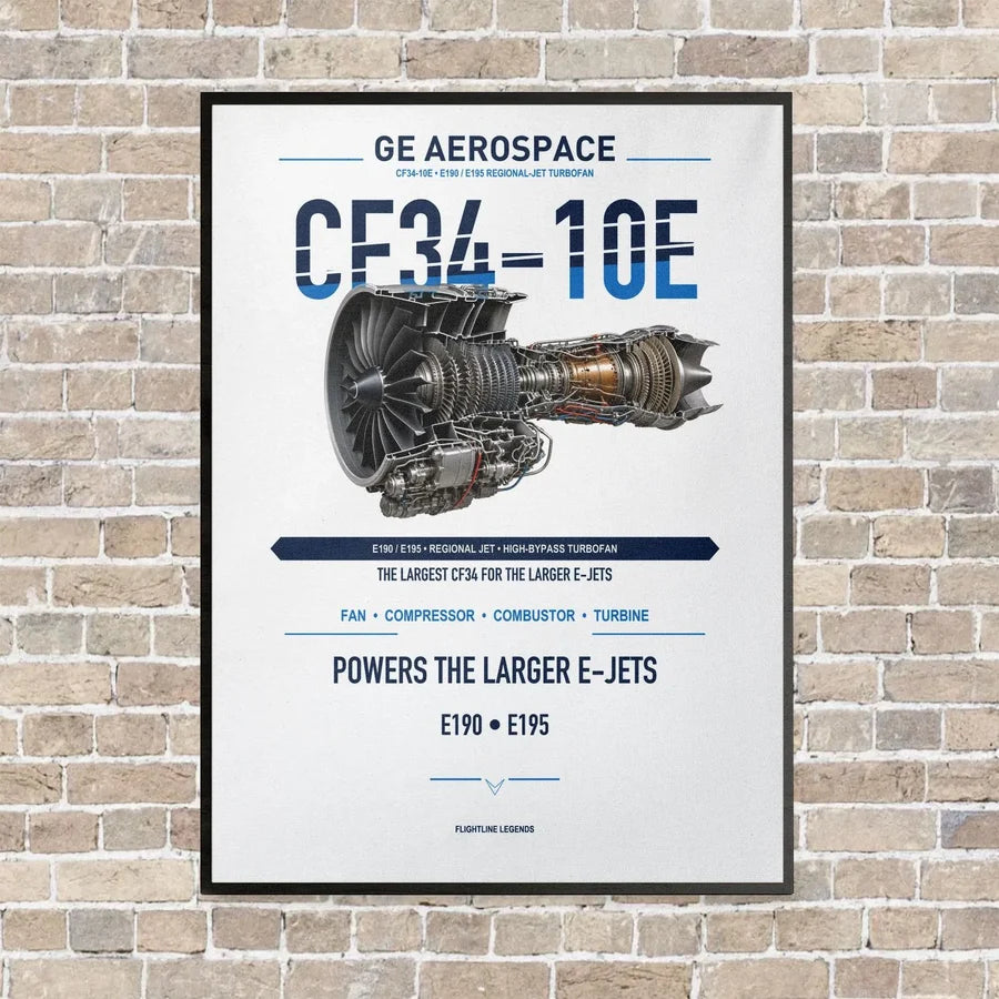 CF34-10E vertical canvas print - framed - white background
