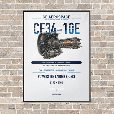CF34-10E vertical canvas print - framed - white background