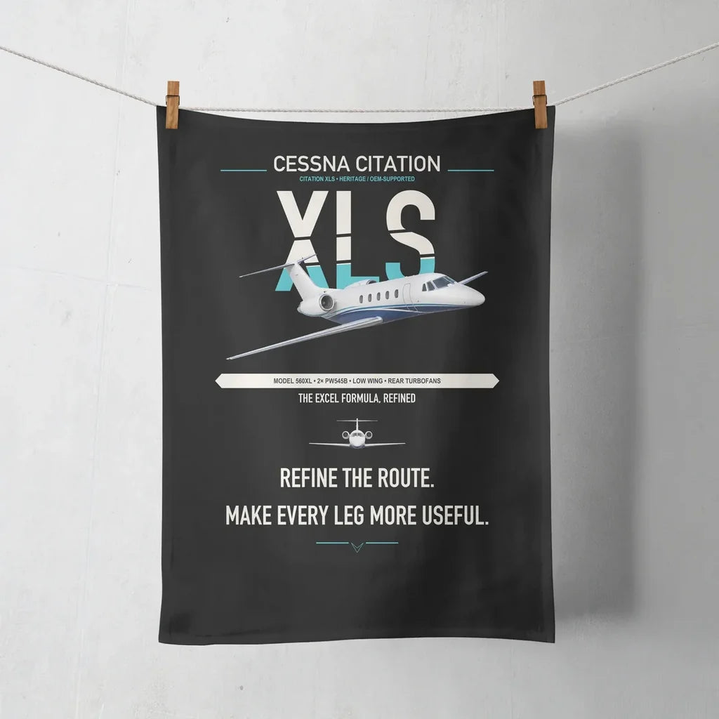 Cessna Citation XLS design on black towel
