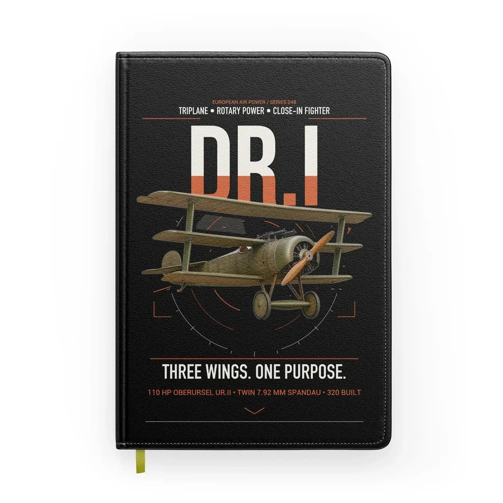 Fokker Dr.I design on black notebook