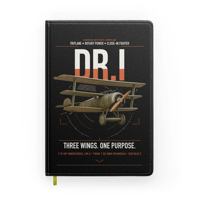 Fokker Dr.I design on black notebook