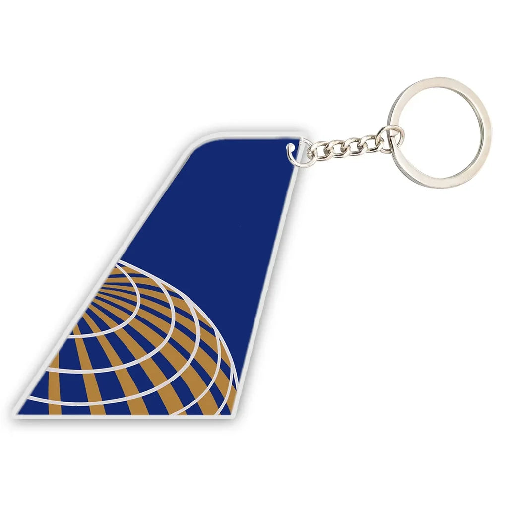 Continental Airlines aviation shaped key chain, durable metal alloy.