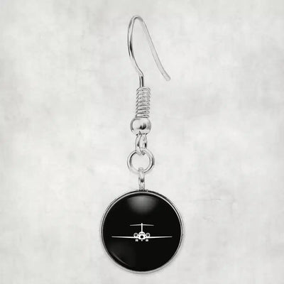 Side view of Boeing 717 Silhouette aviation earrings in hypoallergenic alloy, polished finish.
