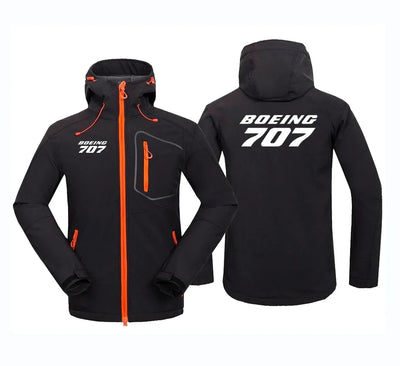 Boeing 707 & Text aviation design printed on warm polar fleece polar fleece jacket.