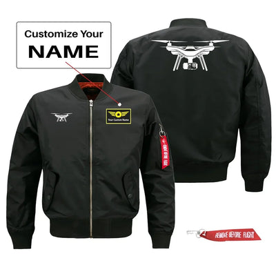 Drone Silhouette Pilot Jackets (Customizable) aviation design printed on comfortable shell with classic fit designed jacket.