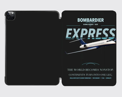 Bombardier Global Express design on black ipad tablet case