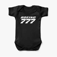 Thumbnail for Boeing 777 & Text aviation print on kids gentle cotton bodysuit.