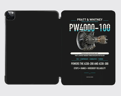 PW4000-100 design on black ipad tablet case