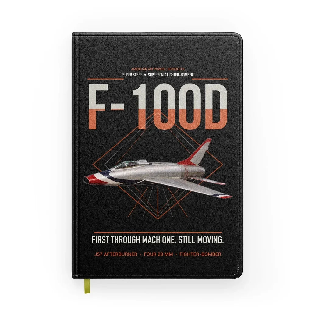 F-100D Super Sabre design on black notebook
