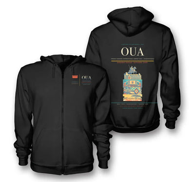 Ouagadougou Airport (OUA) design on black premium zipped hoodie
