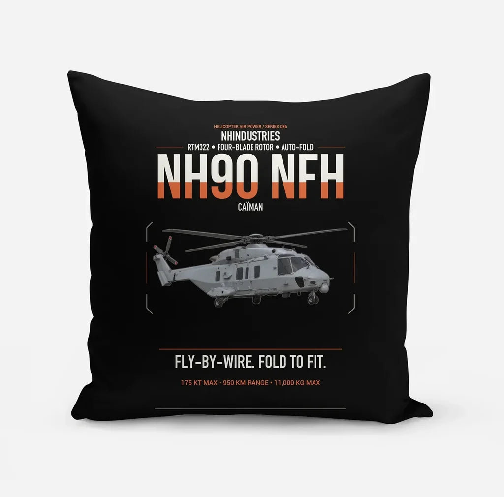 NHIndustries NH90 NFH Caïman design on black pillow
