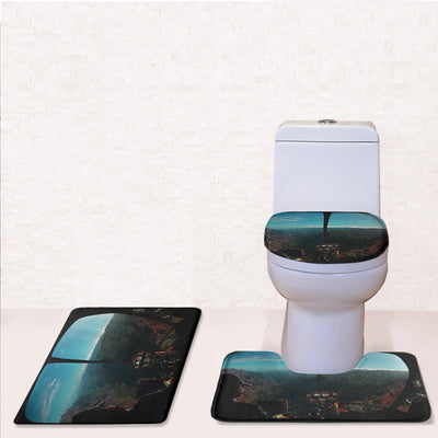 Beautiful Scenary Through Helicopter Cockpit Toilet Seat Cover Three-piece aviation print on soft fabric toilet seat cover se.