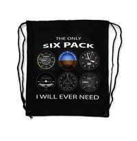 Thumbnail for The Only Six Pack I Will Ever Need aviation drawstring bag in lightweight polyester.