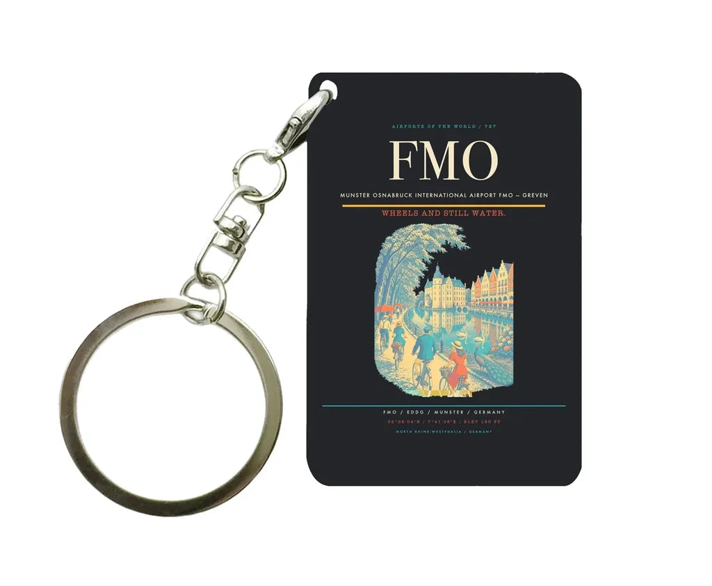 Munster Osnabruck International Airport (FMO) design on black key chain