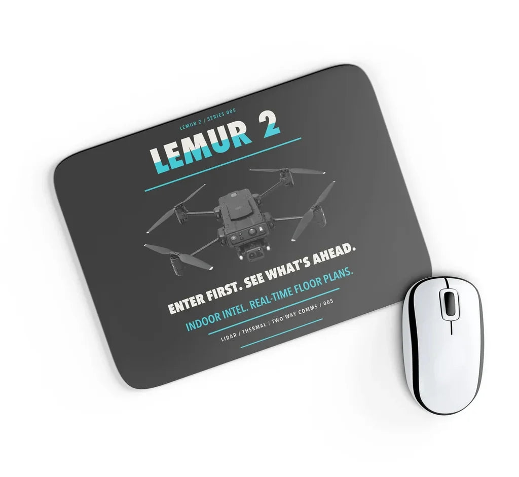 BRINC LEMUR 2 design on black rectangle mouse pad