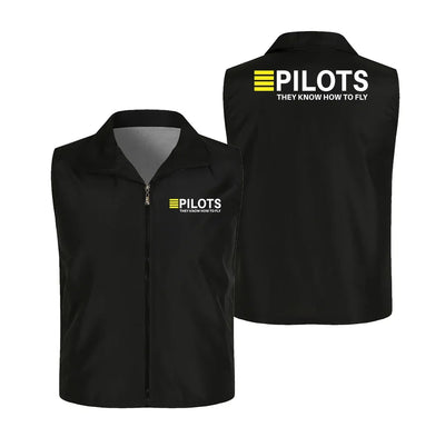 Pilots They Know How To Fly Thin Style aviation design printed on lightweight shell with sleeveless design thin vest.