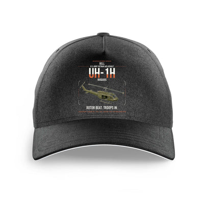 Bell UH-1H Iroquois design on black printed hat