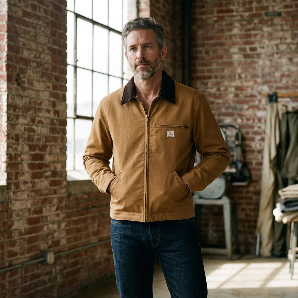 Pilot jacket on model — editorial