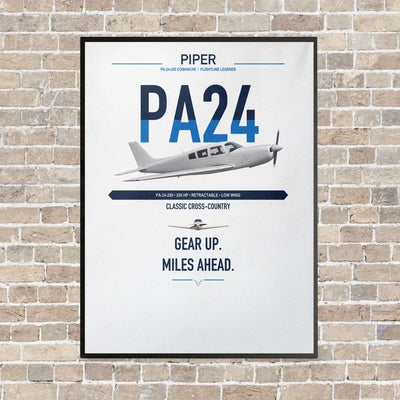 Piper PA-24-250 Comanche 250 vertical canvas print - framed - white background
