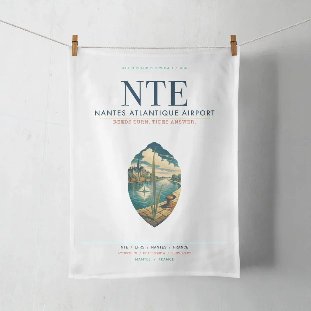 Nantes Atlantique Airport (NTE) design on white towel