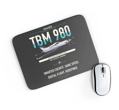 Daher TBM 980 design on black rectangle mouse pad