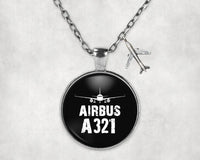 Thumbnail for Side view of Airbus A321 & Plane aviation necklace in stainless steel, polished finish.