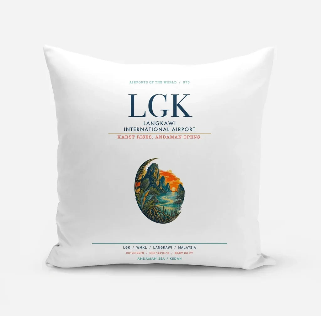 Langkawi International Airport (LGK) design on white pillow