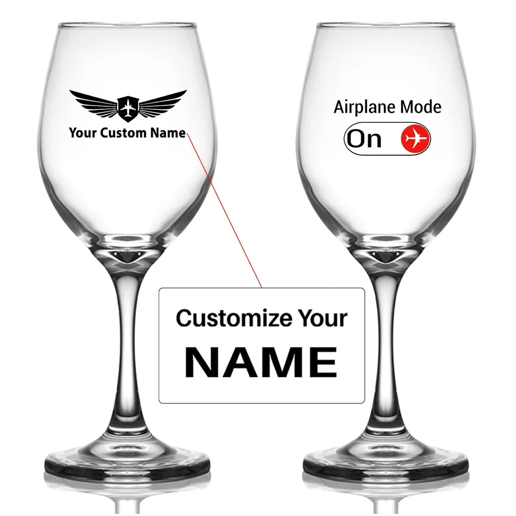 Customisable Airplane Mode Wine Glass