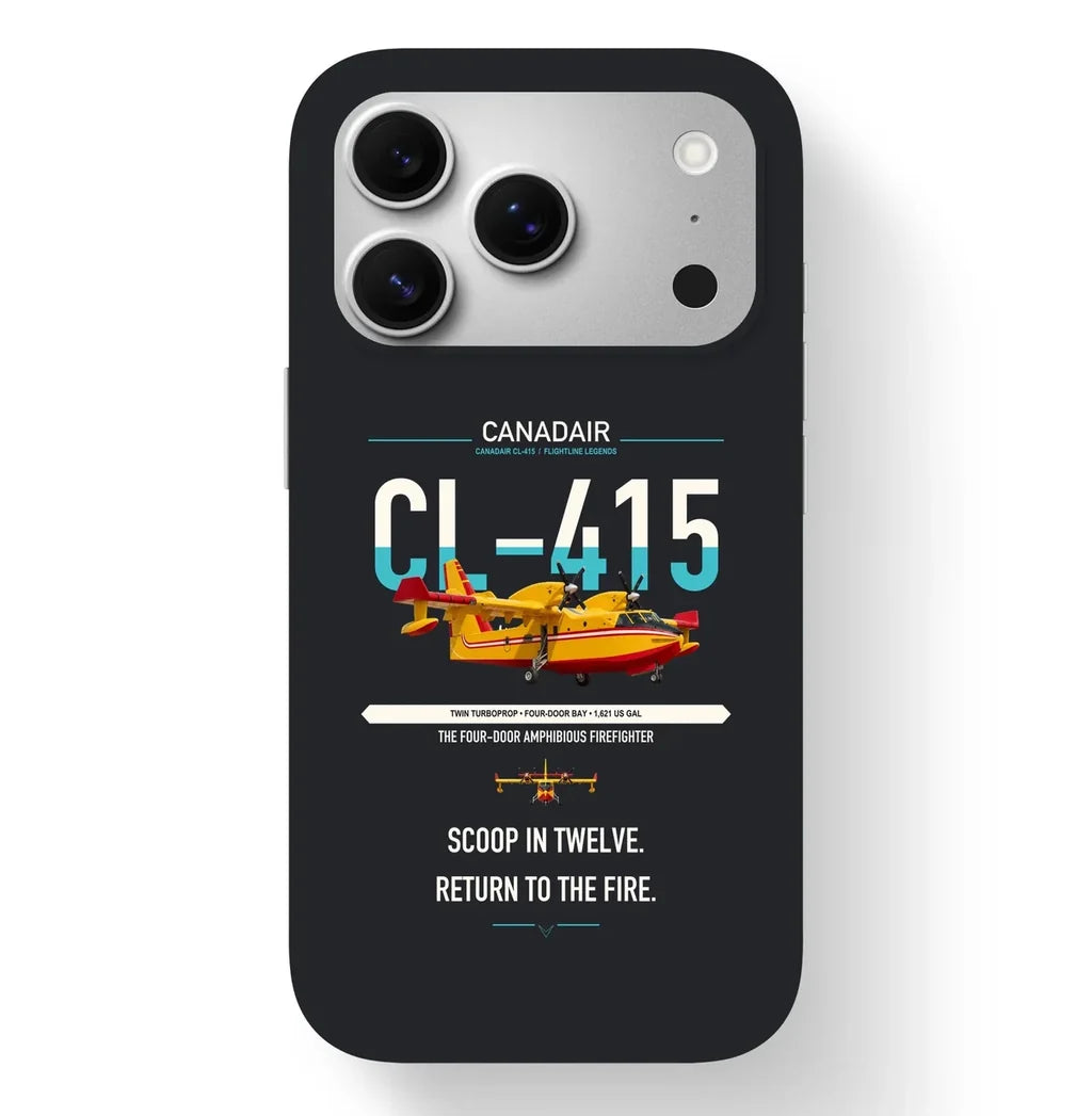 Canadair CL-415 design on black magsafe iphone case, for iPhone 17 Pro