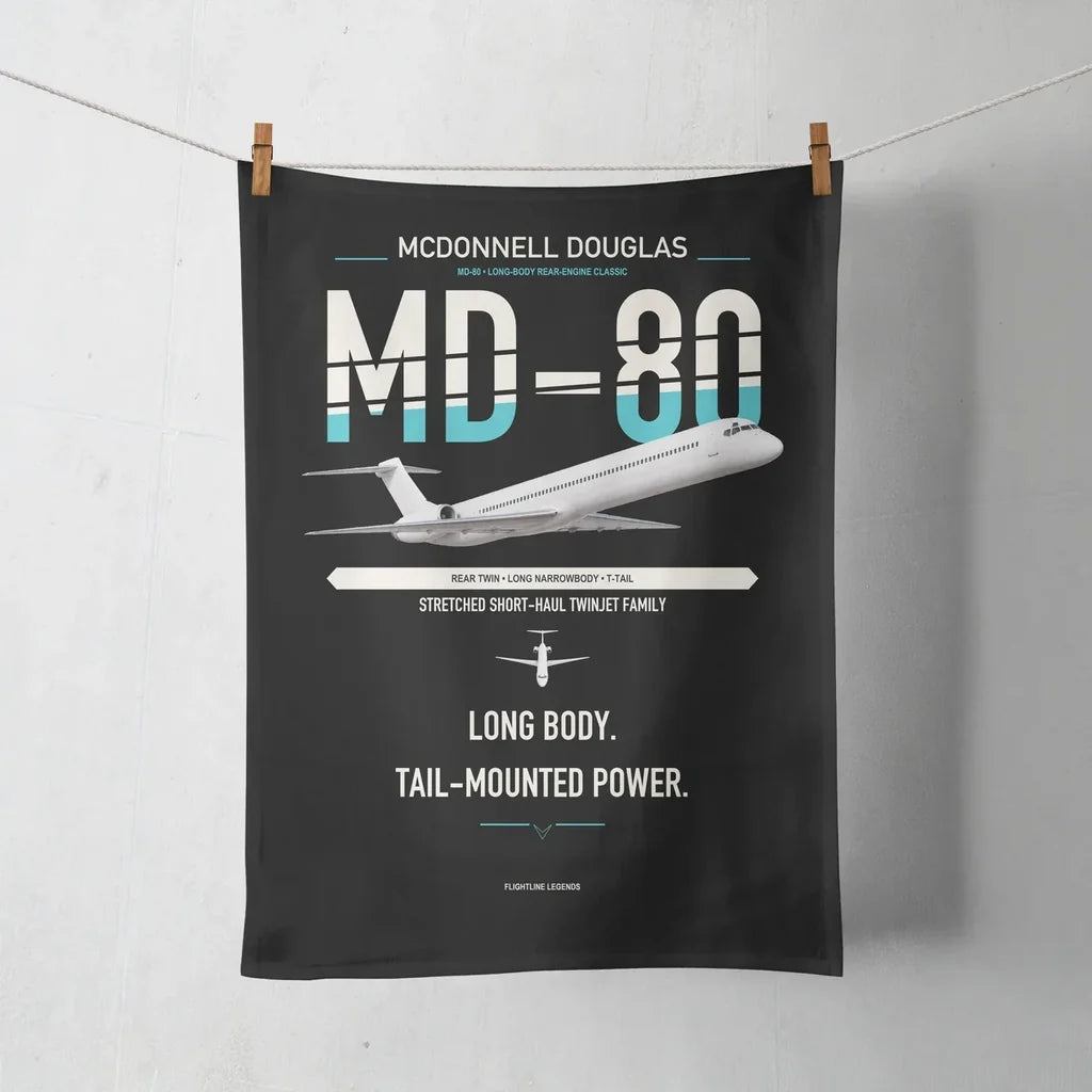 McDonnell Douglas MD-80 design on black towel